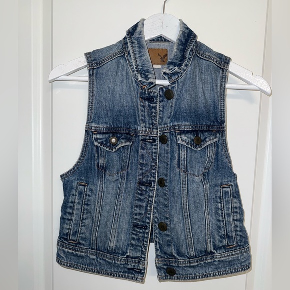 American Eagle Outfitters Jackets & Blazers - American Eagle Outfitters Dark Blue Denim Vest